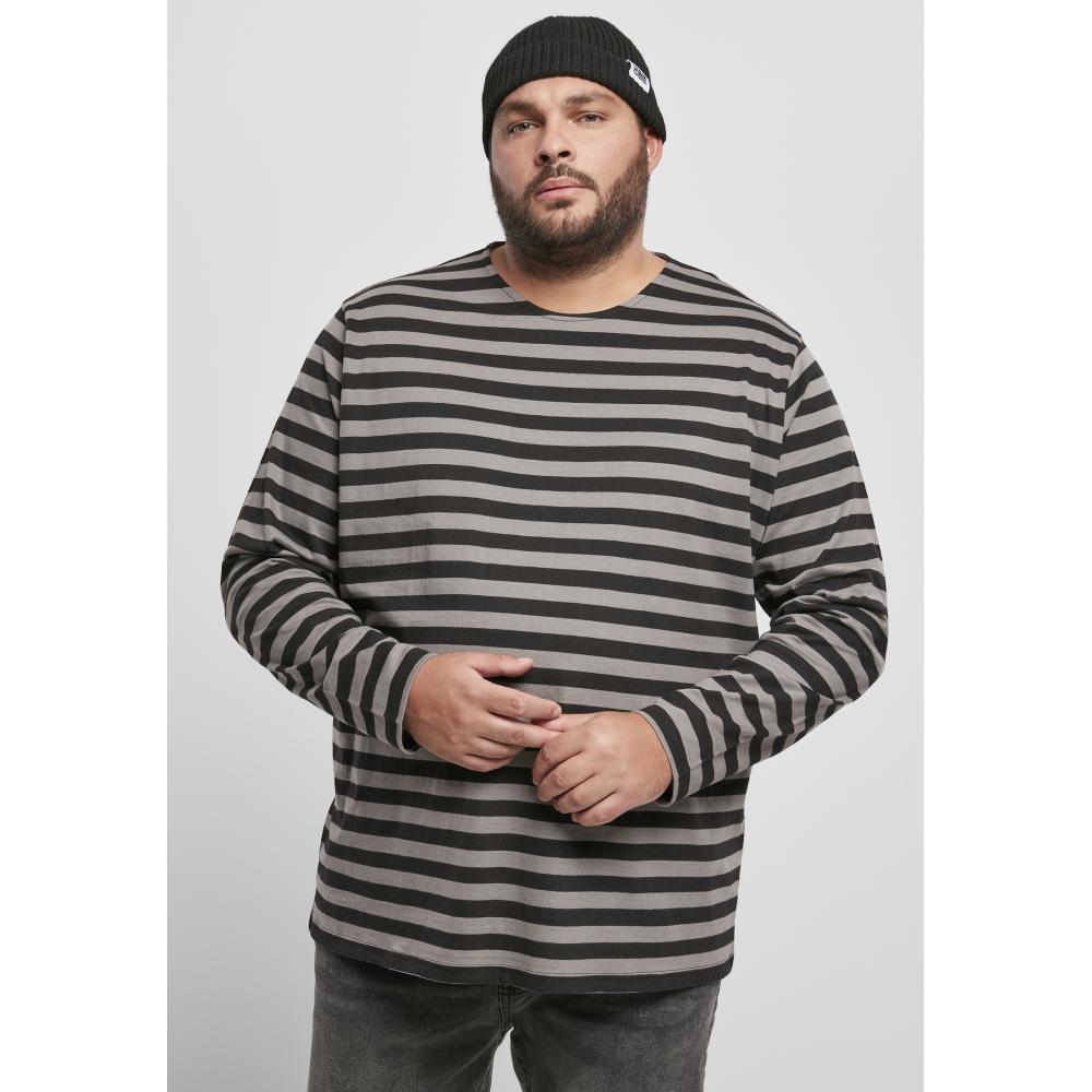 Urban Classics - Regular Stripe LS asphalt/black Longsleeve shirt - Grijs/Zwart